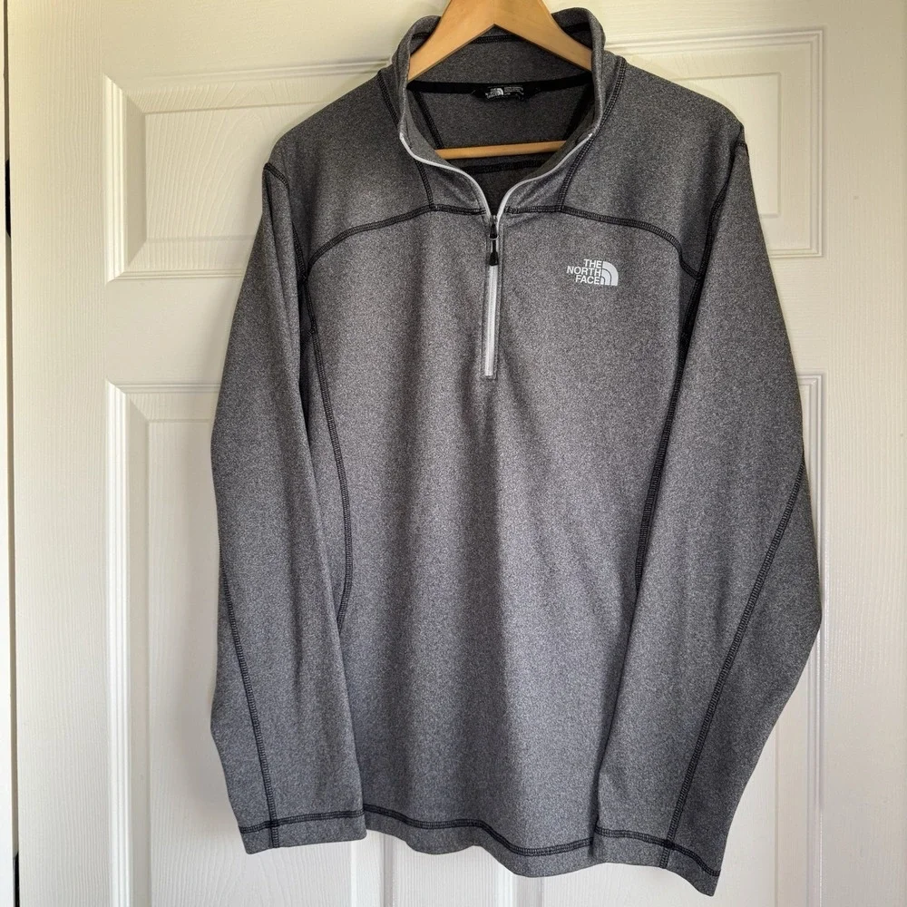 The North Face Mens 1/4 Zip Grey Pullover L/S Lightweight Shirt Size‎ L